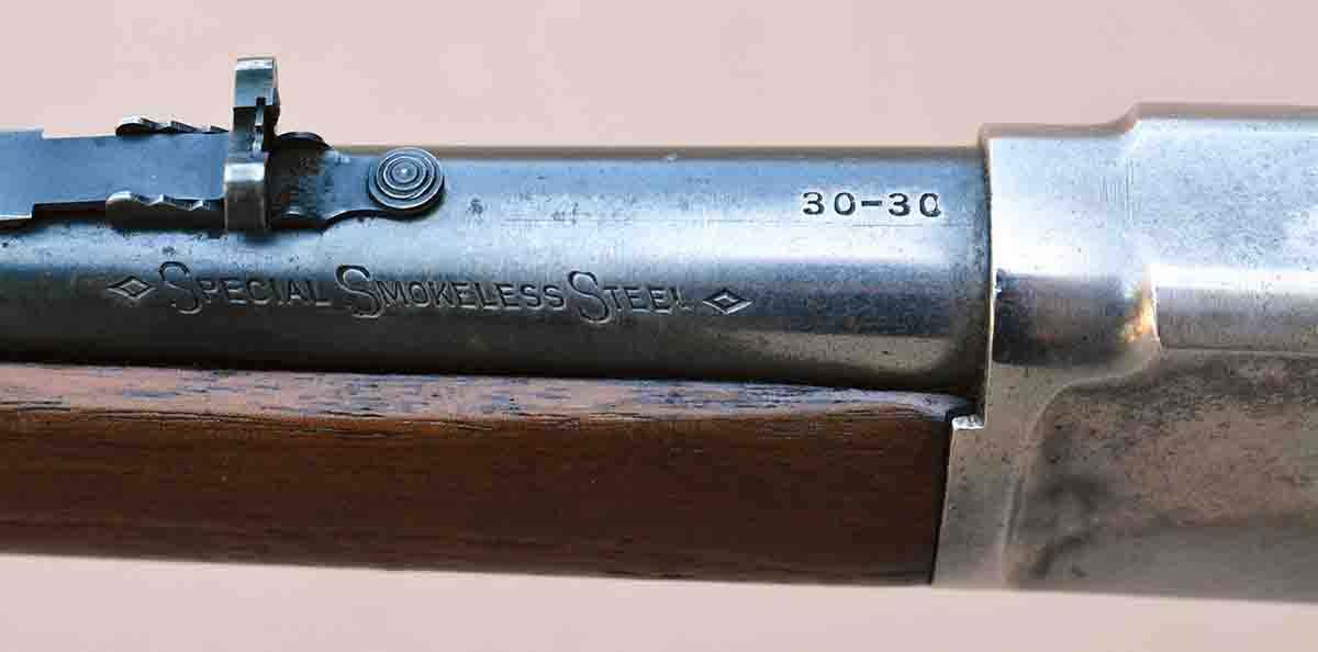 Marlin used similar nickel steel in its barrels, but called it “SPECIAL SMOKELESS STEEL.” Rather than referring to the cartridge as 30 W.C.F., they elected to call it “30-30” indicating 30 caliber and 30 grains of powder. That name stuck and Winchester likewise began calling it 30-30.